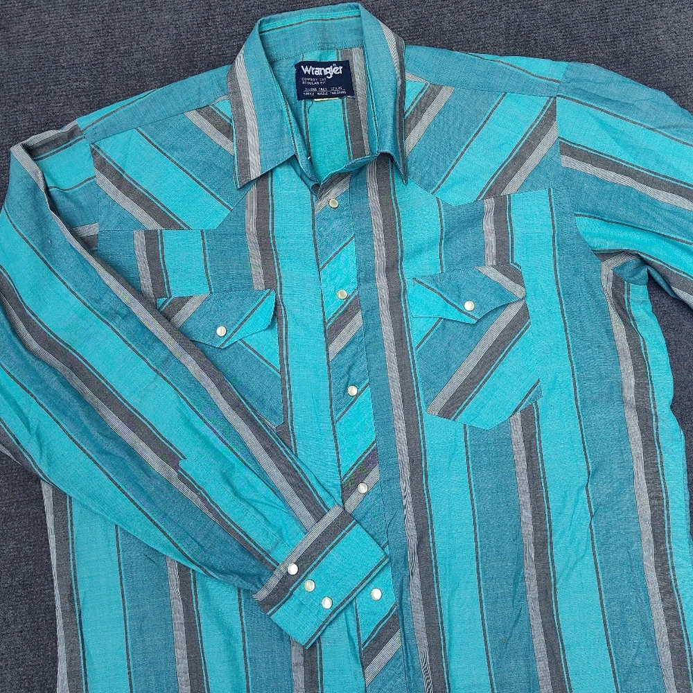 Vintage Weatern Turquoise Striped Shirt
